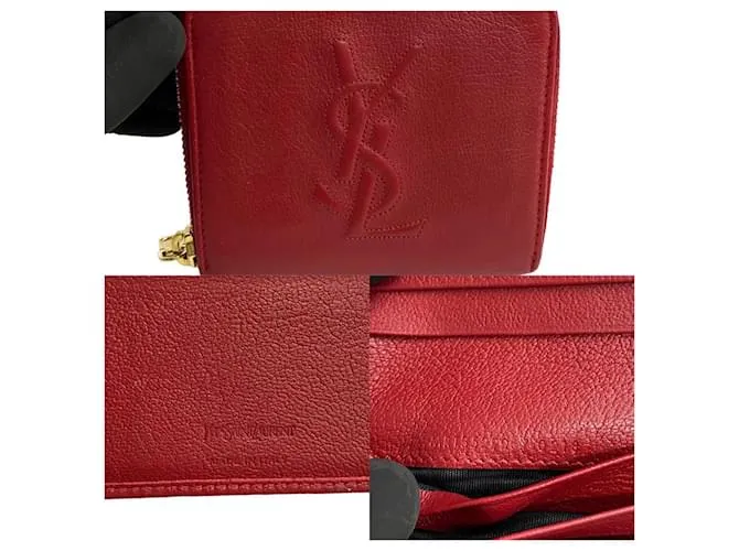Cartera compacta de cuero con cremallera bifold de Yves Saint Laurent en muy buen estado 
