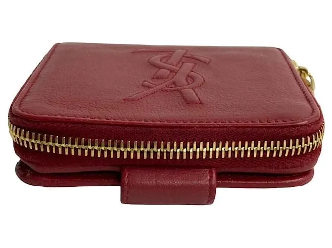 Cartera compacta de cuero con cremallera bifold de Yves Saint Laurent en muy buen estado 