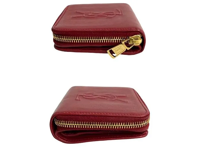 Cartera compacta de cuero con cremallera bifold de Yves Saint Laurent en muy buen estado 