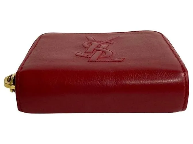 Cartera compacta de cuero con cremallera bifold de Yves Saint Laurent en muy buen estado 