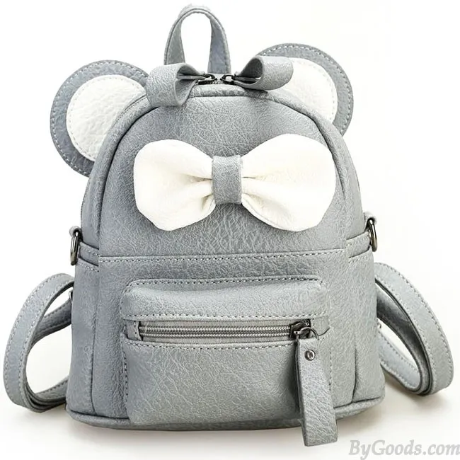 Cartoon Mouse's Ears Mini Bow Kitty Ears School PU College Backpacks