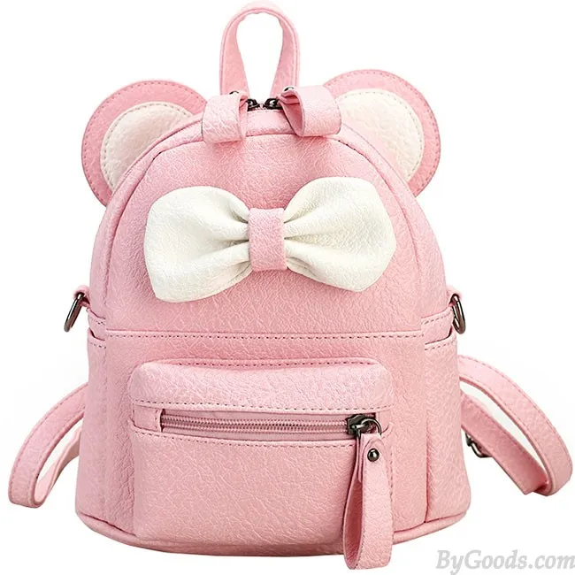 Cartoon Mouse's Ears Mini Bow Kitty Ears School PU College Backpacks