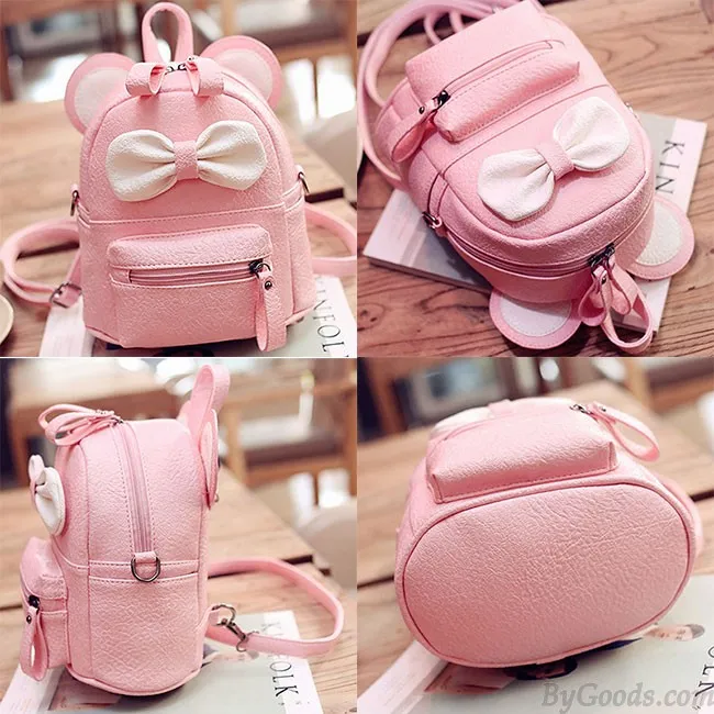 Cartoon Mouse's Ears Mini Bow Kitty Ears School PU College Backpacks