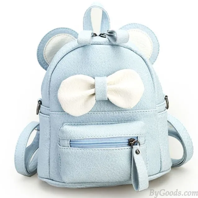Cartoon Mouse's Ears Mini Bow Kitty Ears School PU College Backpacks