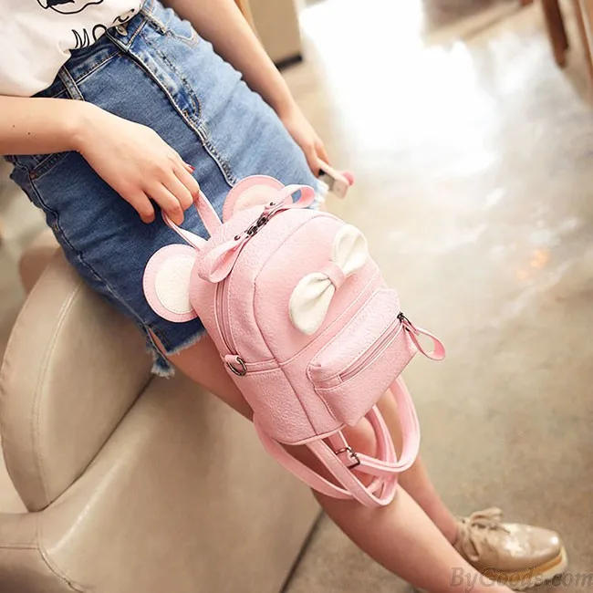 Cartoon Mouse's Ears Mini Bow Kitty Ears School PU College Backpacks