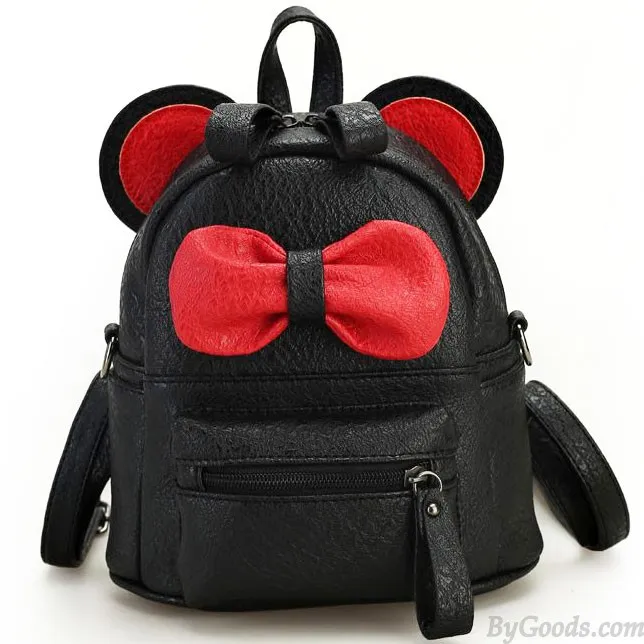 Cartoon Mouse's Ears Mini Bow Kitty Ears School PU College Backpacks