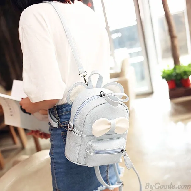 Cartoon Mouse's Ears Mini Bow Kitty Ears School PU College Backpacks