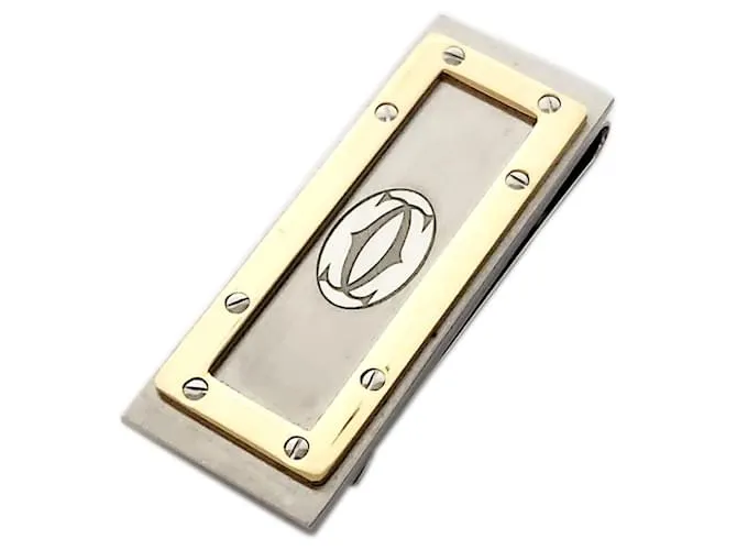 Clip de dinero Cartier Santos Plata Dorado 