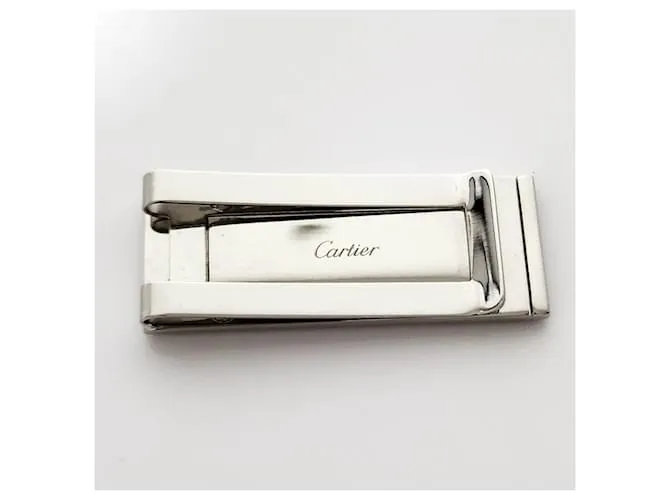 Clip de dinero Cartier Santos Plata Dorado 