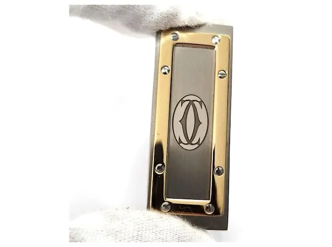 Clip de dinero Cartier Santos Plata Dorado 