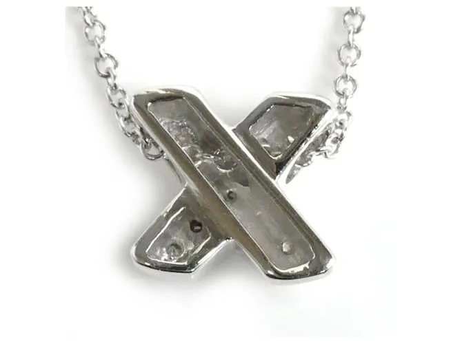 Collar de diamantes en oro blanco de 18K de Tiffany & Co. con punto de cruz 