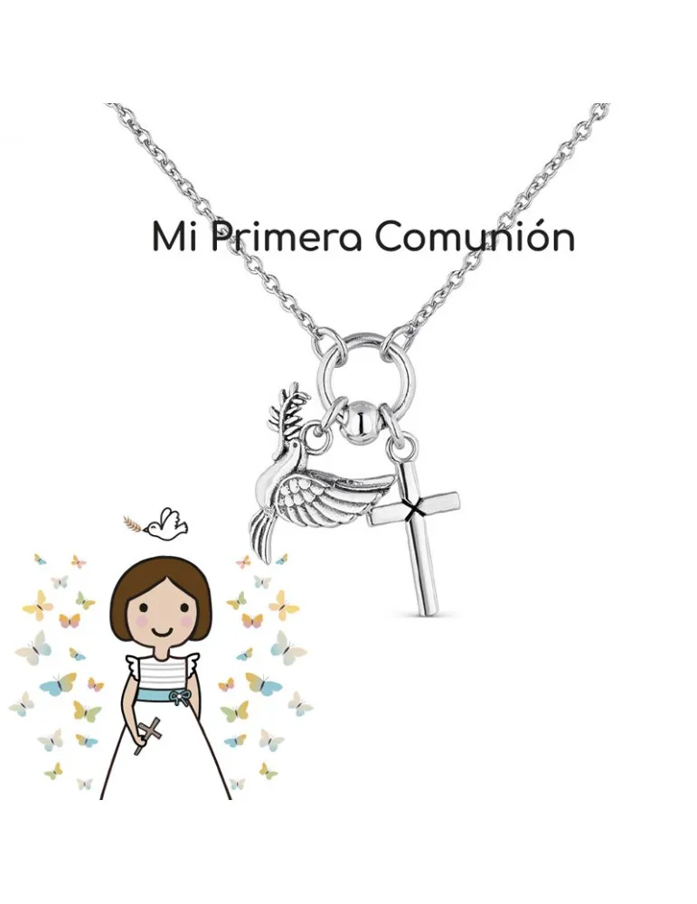 Collar Niña Plata Comunión Paloma