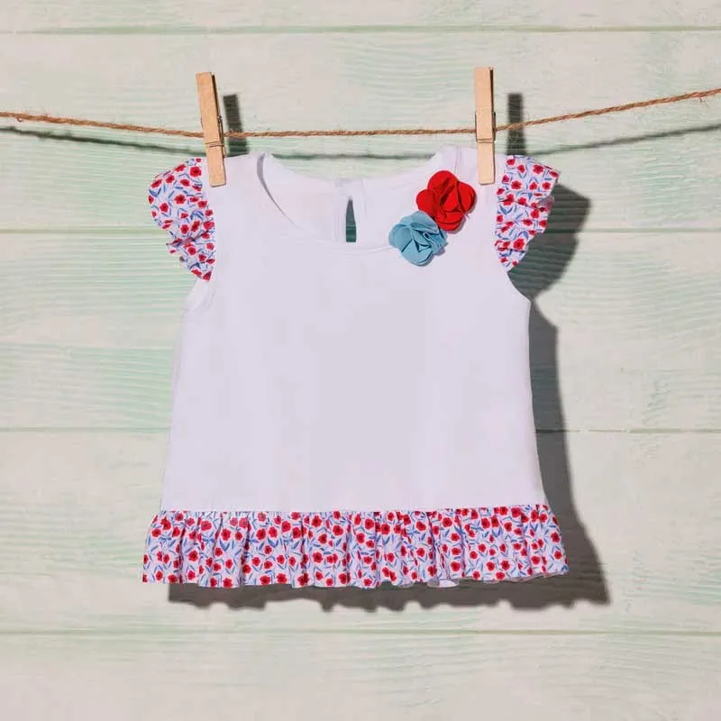 Conjunto baño bebé niña camiseta y culetin rayas y flores de Ysabel Mora