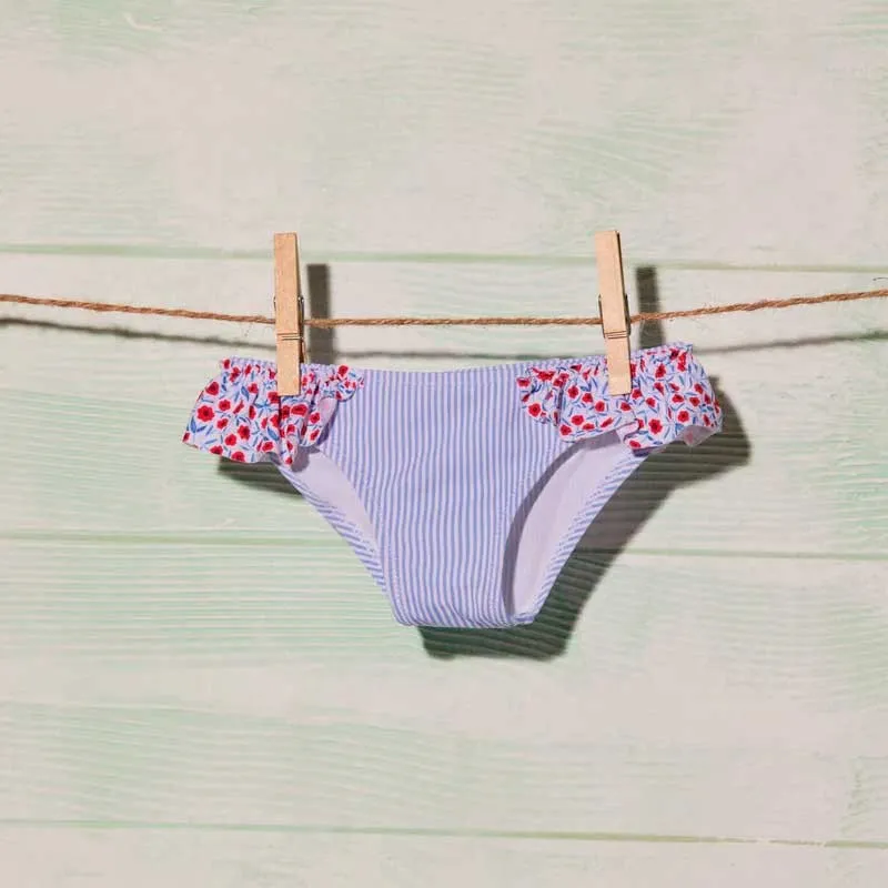 Conjunto baño bebé niña camiseta y culetin rayas y flores de Ysabel Mora