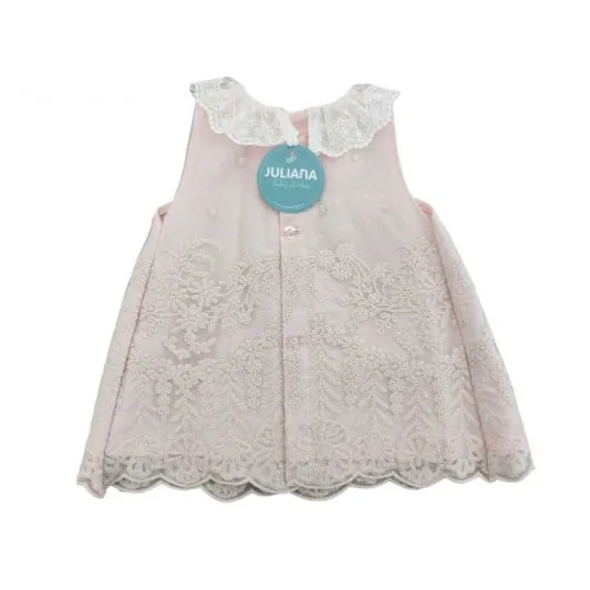 Conjunto bebé Juliana rosa calado