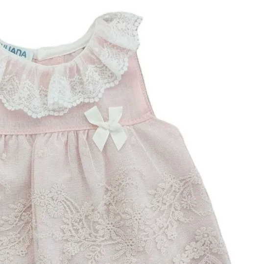 Conjunto bebé Juliana rosa calado