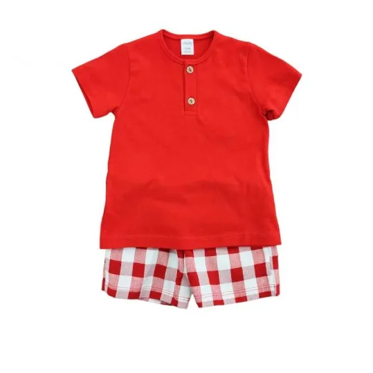 Conjunto bebé niño Rapife cuadros rojos