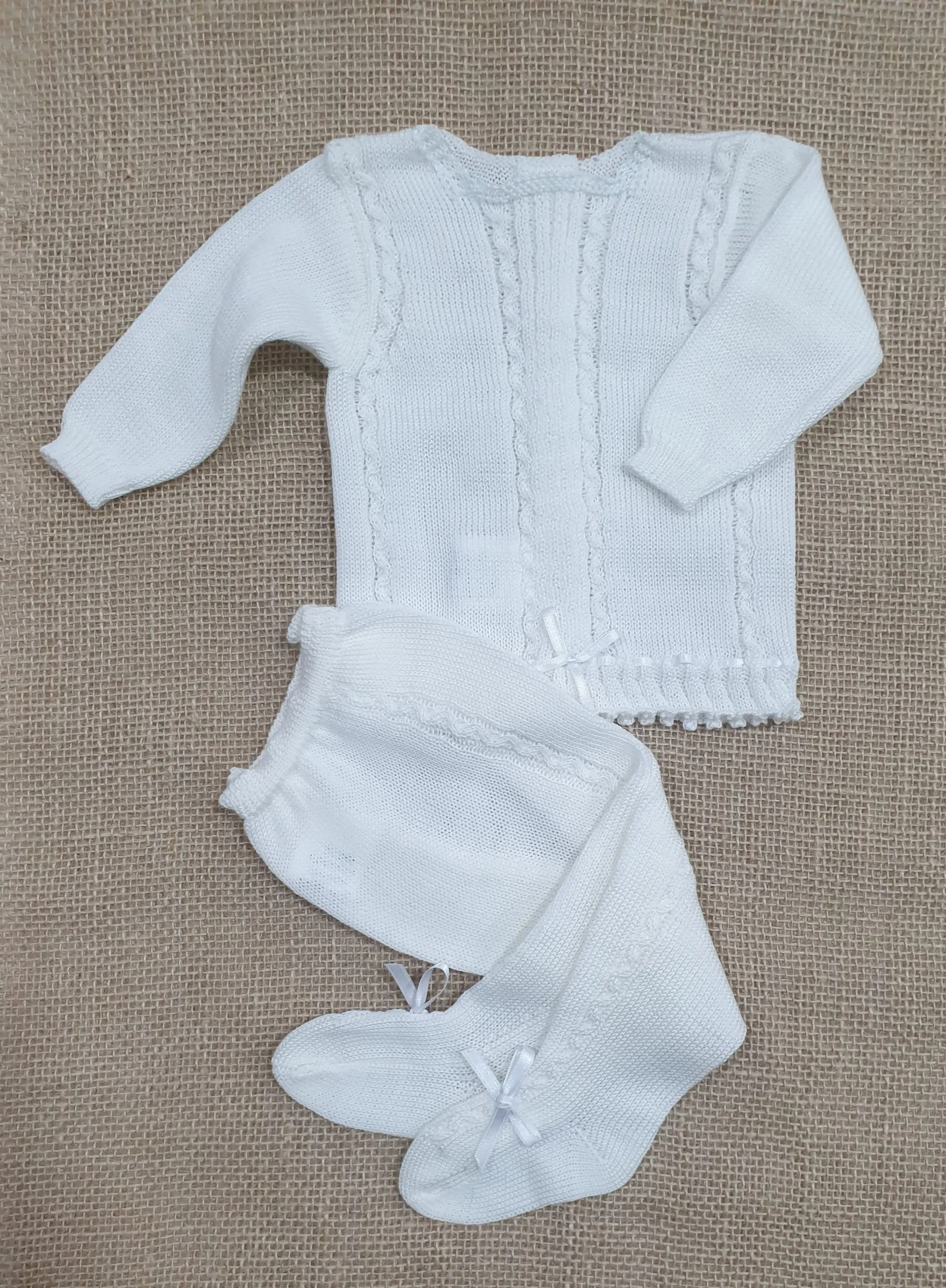 Conjunto bebé punto verano R100052 Blanco roto