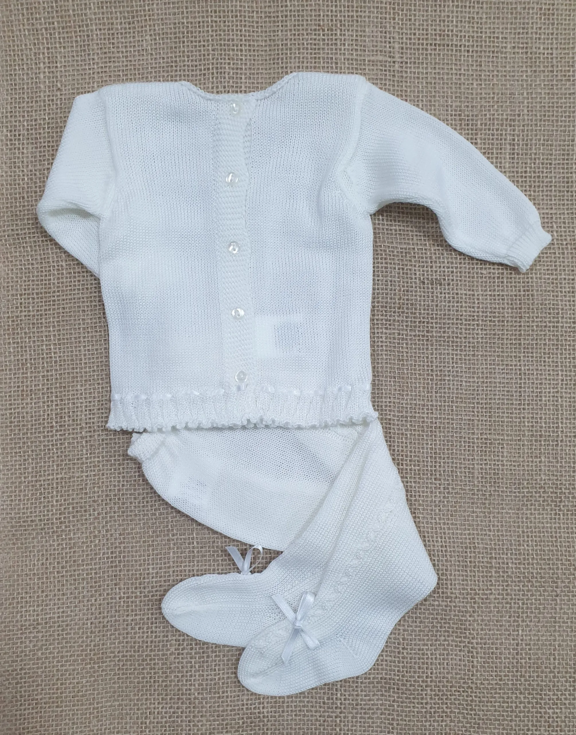 Conjunto bebé punto verano R100052 Blanco roto