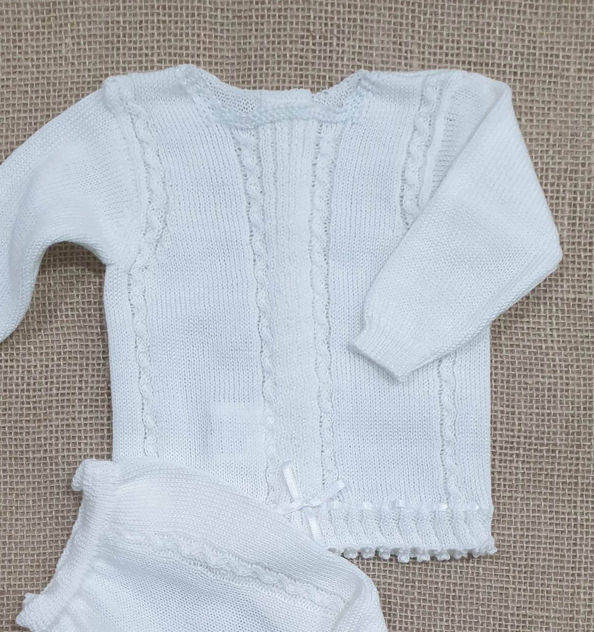 Conjunto bebé punto verano R100052 Blanco roto