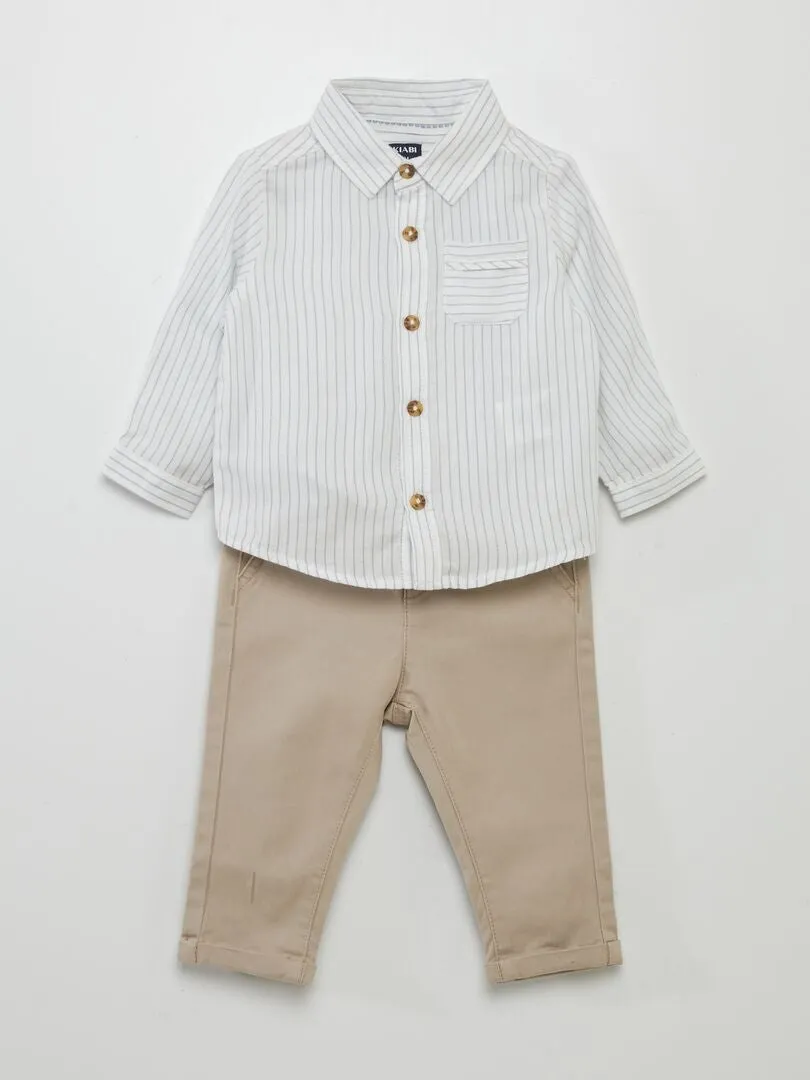 CONJUNTO DE CAMISA + PANTALóN  2 PIEZAS  BLANCO