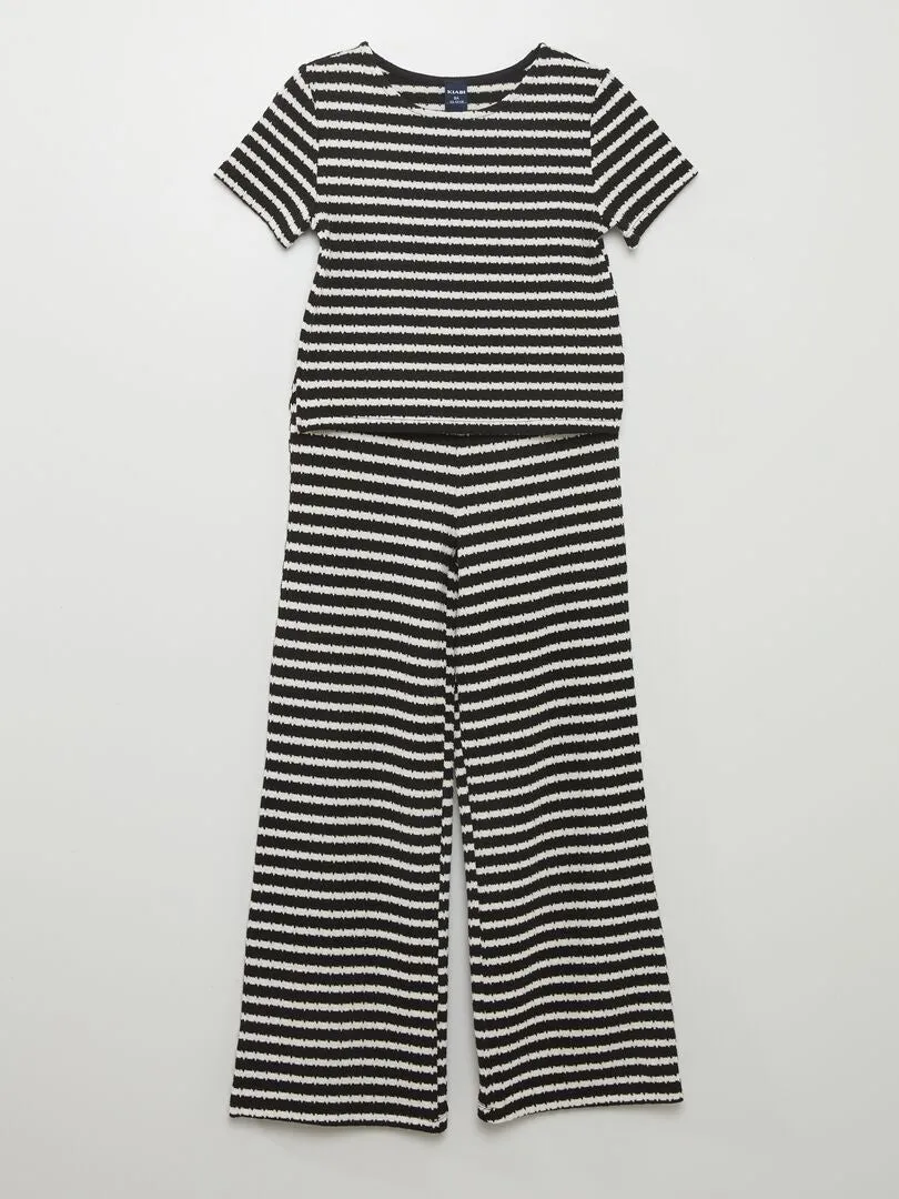 CONJUNTO DE CAMISETA + PANTALóN DE RAYAS  2 PIEZAS  NEGRO