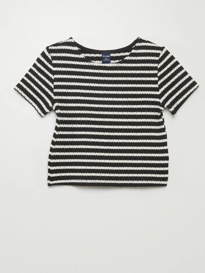 CONJUNTO DE CAMISETA + PANTALóN DE RAYAS  2 PIEZAS  NEGRO