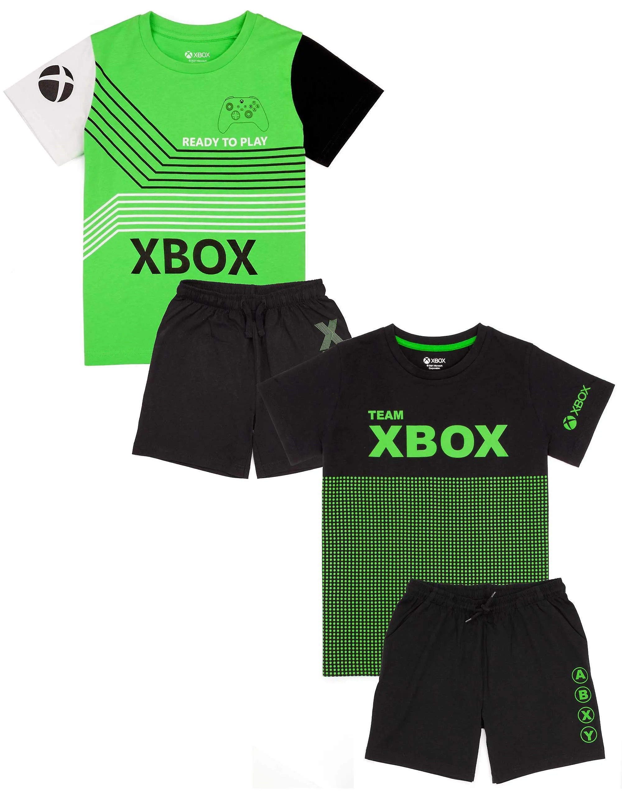 Conjunto de pijama de manga corta y pierna corta para niños Xbox Boys Consola de juegos negra