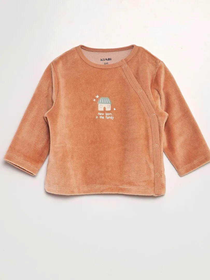 CONJUNTO DE PIJAMA DE TERCIOPELO  BEIGE
