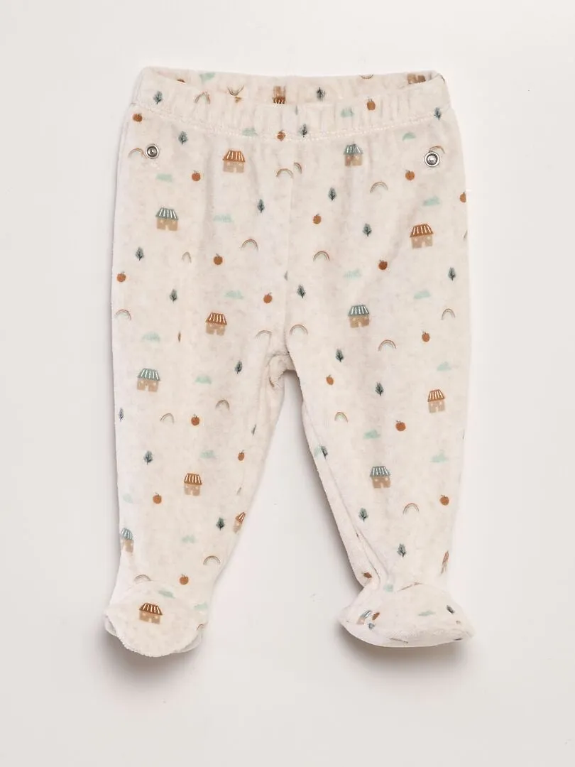 CONJUNTO DE PIJAMA DE TERCIOPELO  BEIGE