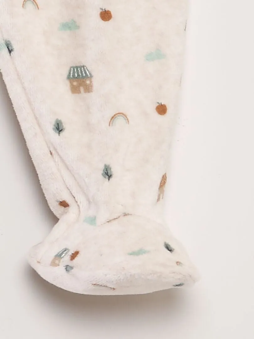 CONJUNTO DE PIJAMA DE TERCIOPELO  BEIGE
