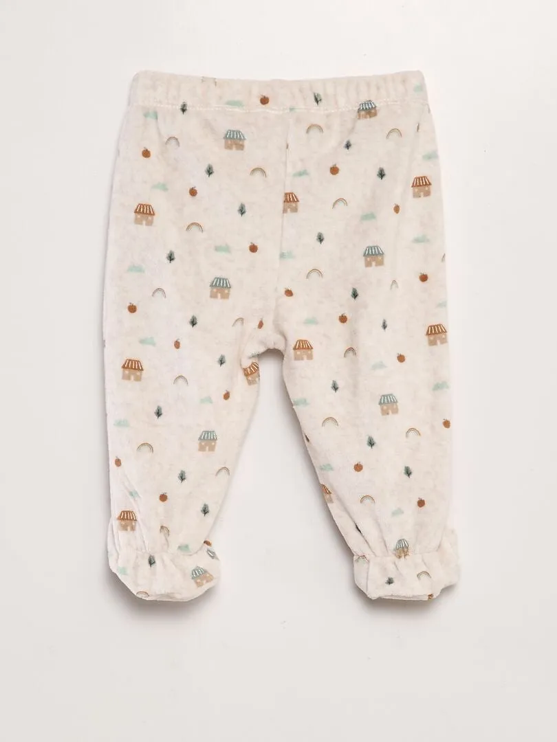 CONJUNTO DE PIJAMA DE TERCIOPELO  BEIGE