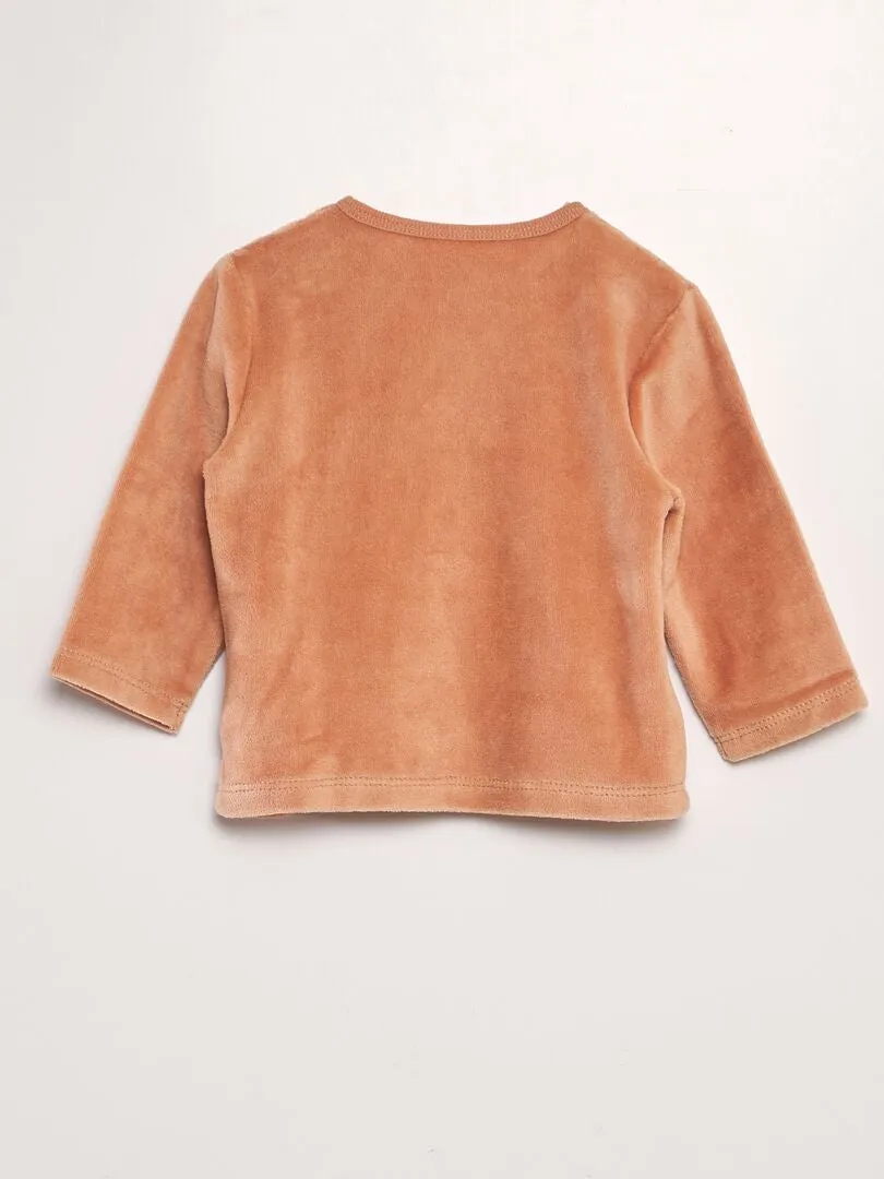 CONJUNTO DE PIJAMA DE TERCIOPELO  BEIGE