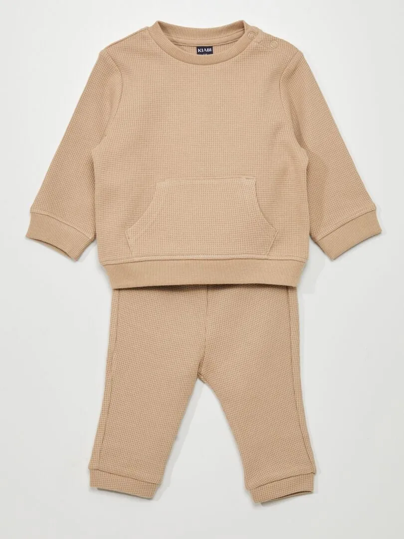 CONJUNTO DE SUDADERA + PANTALóN  2 PIEZAS  BEIGE