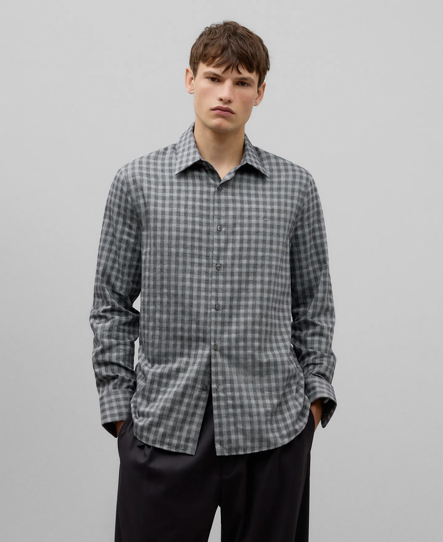 Cotton checked shirt man