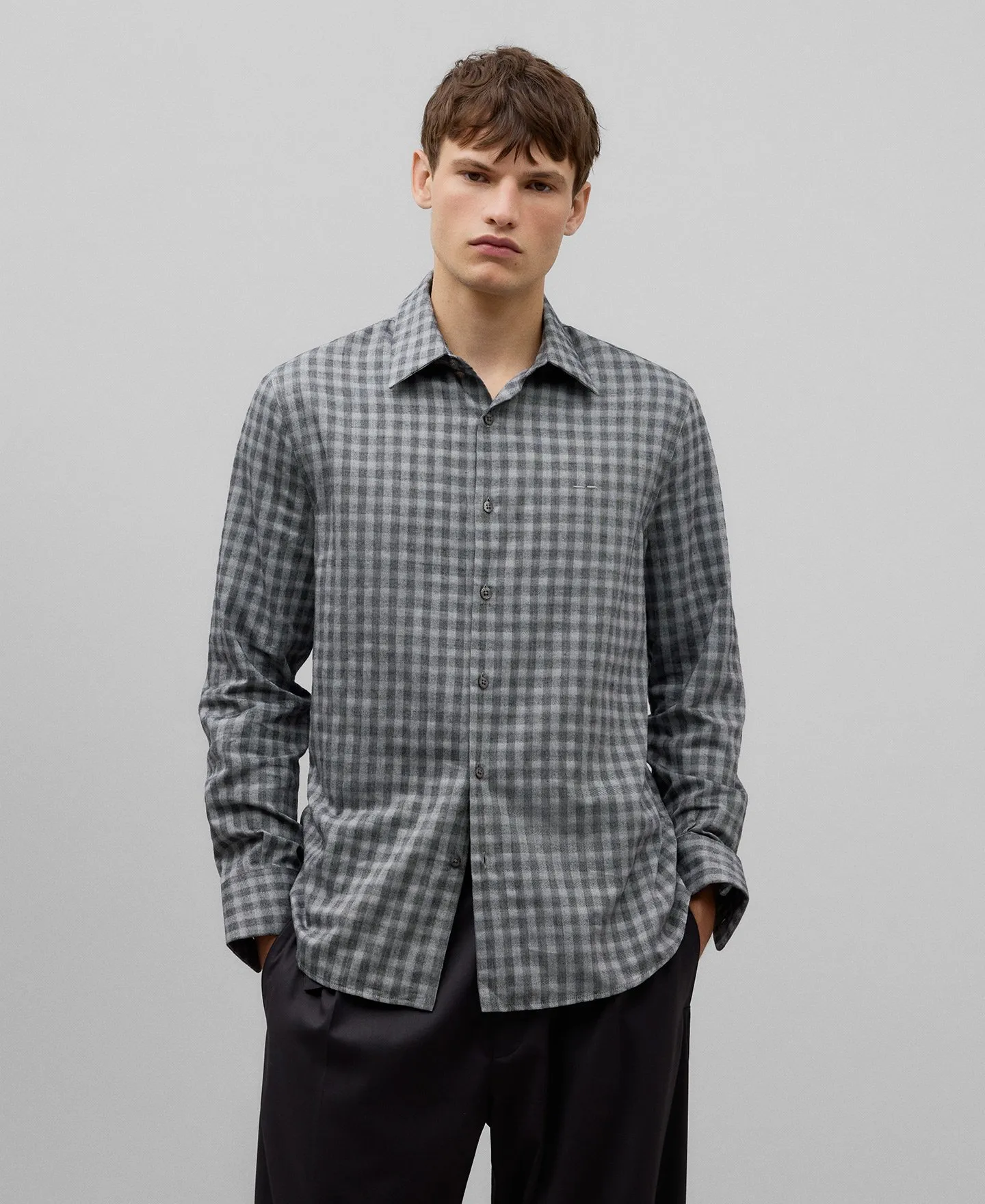 Cotton checked shirt man