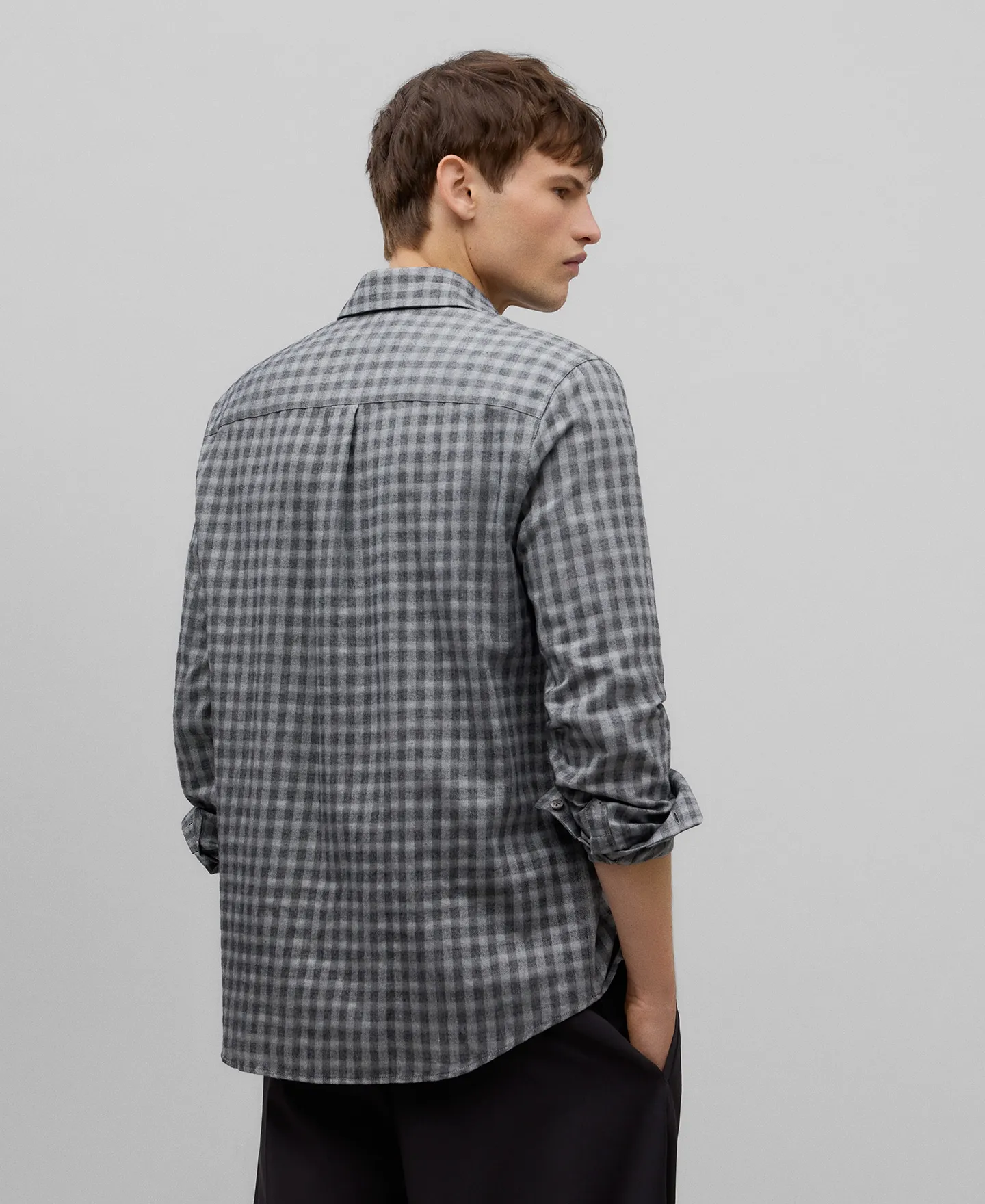 Cotton checked shirt man