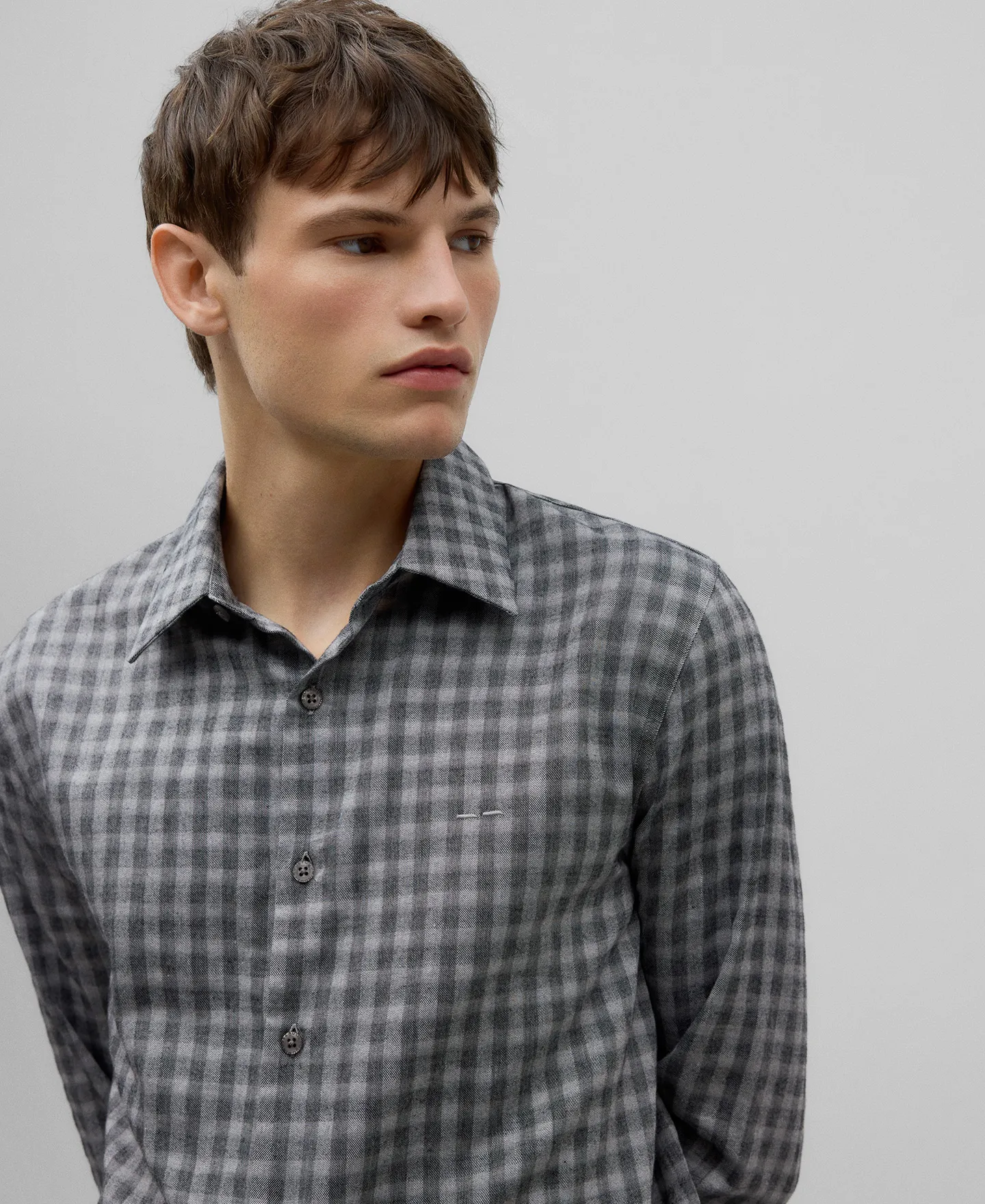 Cotton checked shirt man