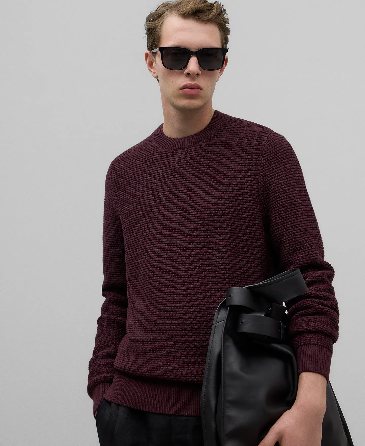 Cotton structured sweater man