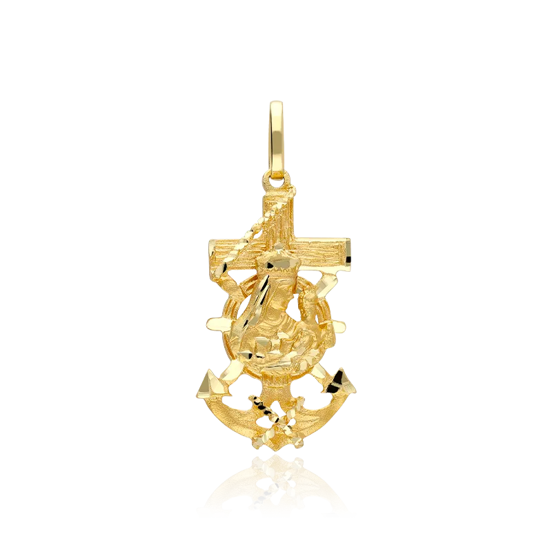 CRUZ MARINERA "VIRGEN DEL CARMEN" ORO 18K PEQUEÑA