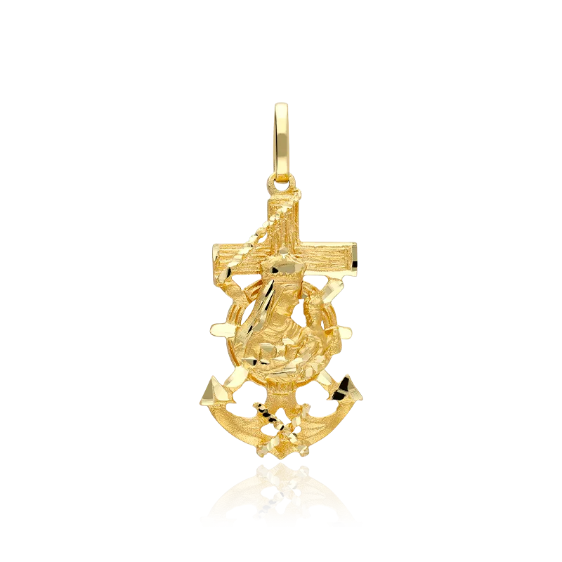 CRUZ MARINERA "VIRGEN DEL CARMEN" ORO 18K PEQUEÑA