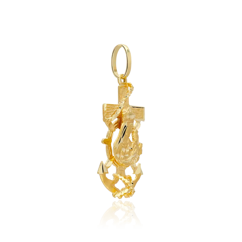 CRUZ MARINERA "VIRGEN DEL CARMEN" ORO 18K PEQUEÑA