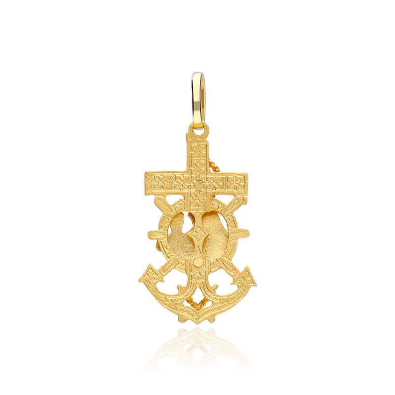 CRUZ MARINERA "VIRGEN DEL CARMEN" ORO 18K PEQUEÑA