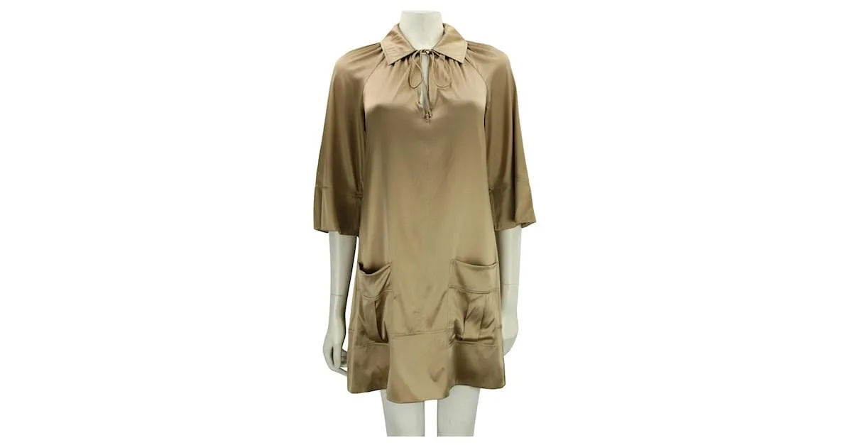 Diane Von Furstenberg Vestido de seda DvF Daten en dorado apagado Bronce 