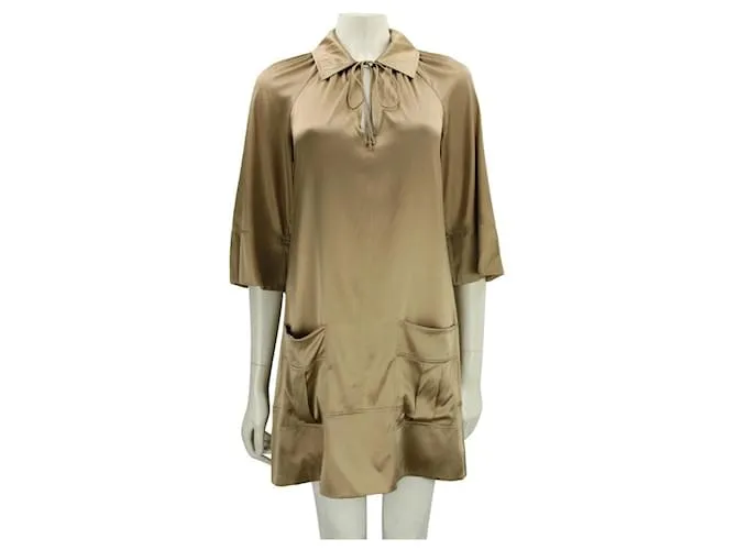 Diane Von Furstenberg Vestido de seda DvF Daten en dorado apagado Bronce 