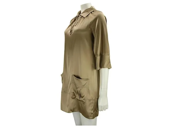 Diane Von Furstenberg Vestido de seda DvF Daten en dorado apagado Bronce 