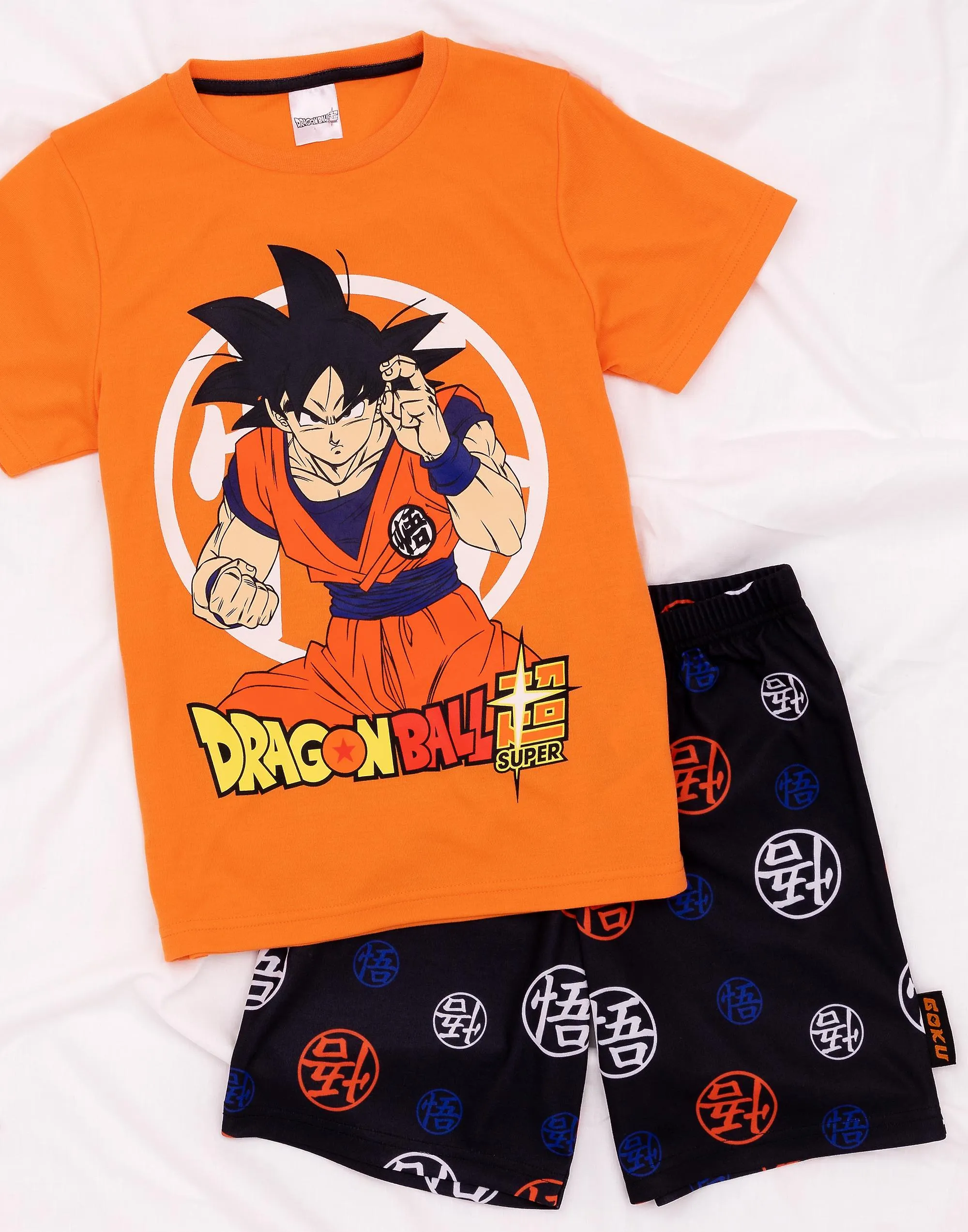 Dragon Ball Z Unisex Niños Manga Corta Pierna Corta Conjunto de Pijama Naranja Goku