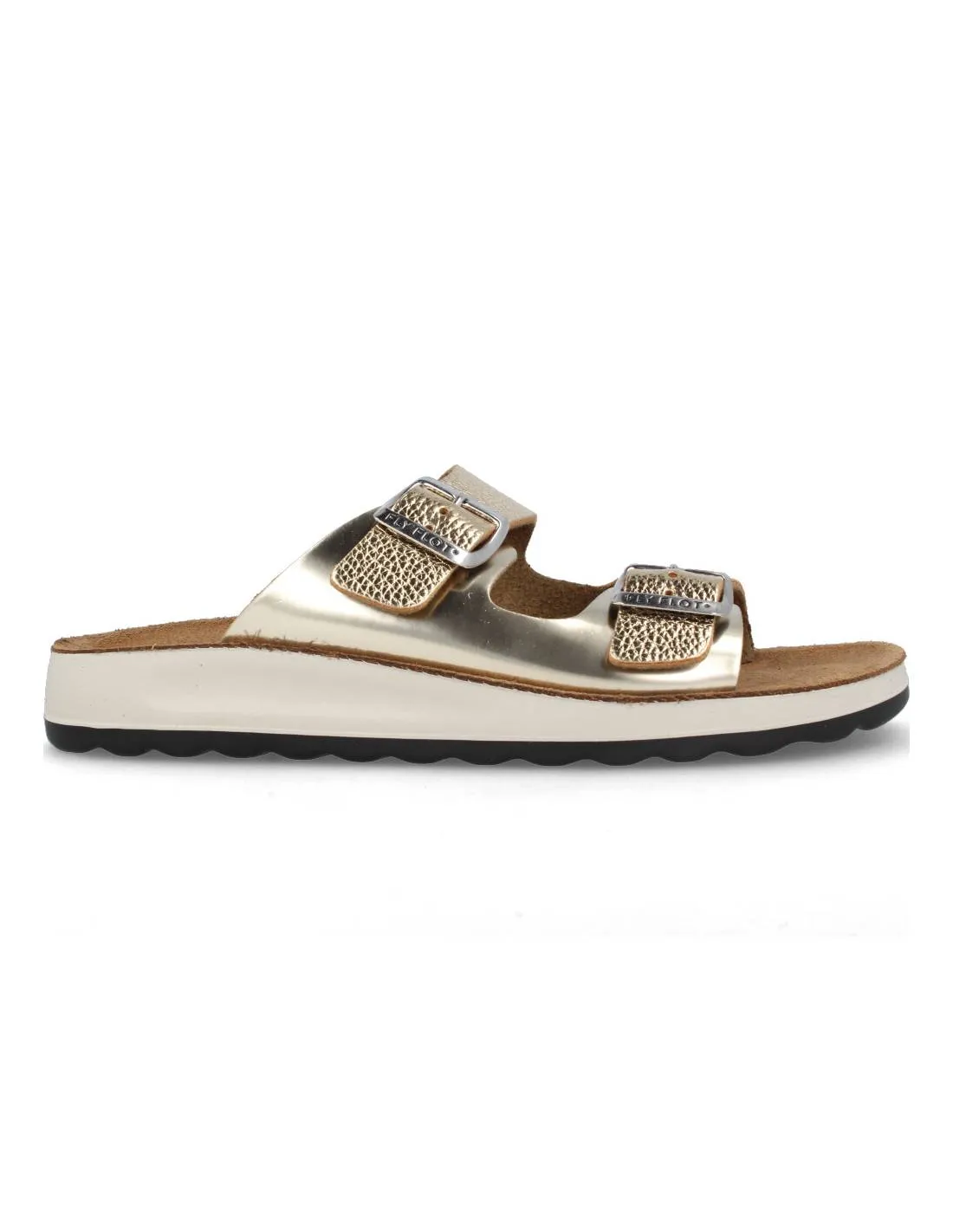FLY FLOT  SANDALIA DOBLE HEBILLA ORO