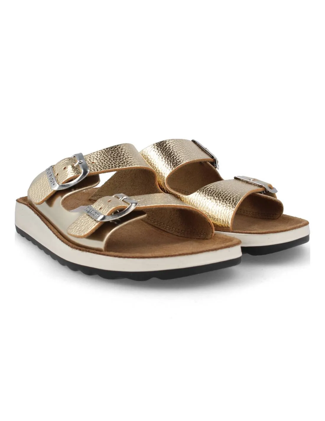 FLY FLOT  SANDALIA DOBLE HEBILLA ORO