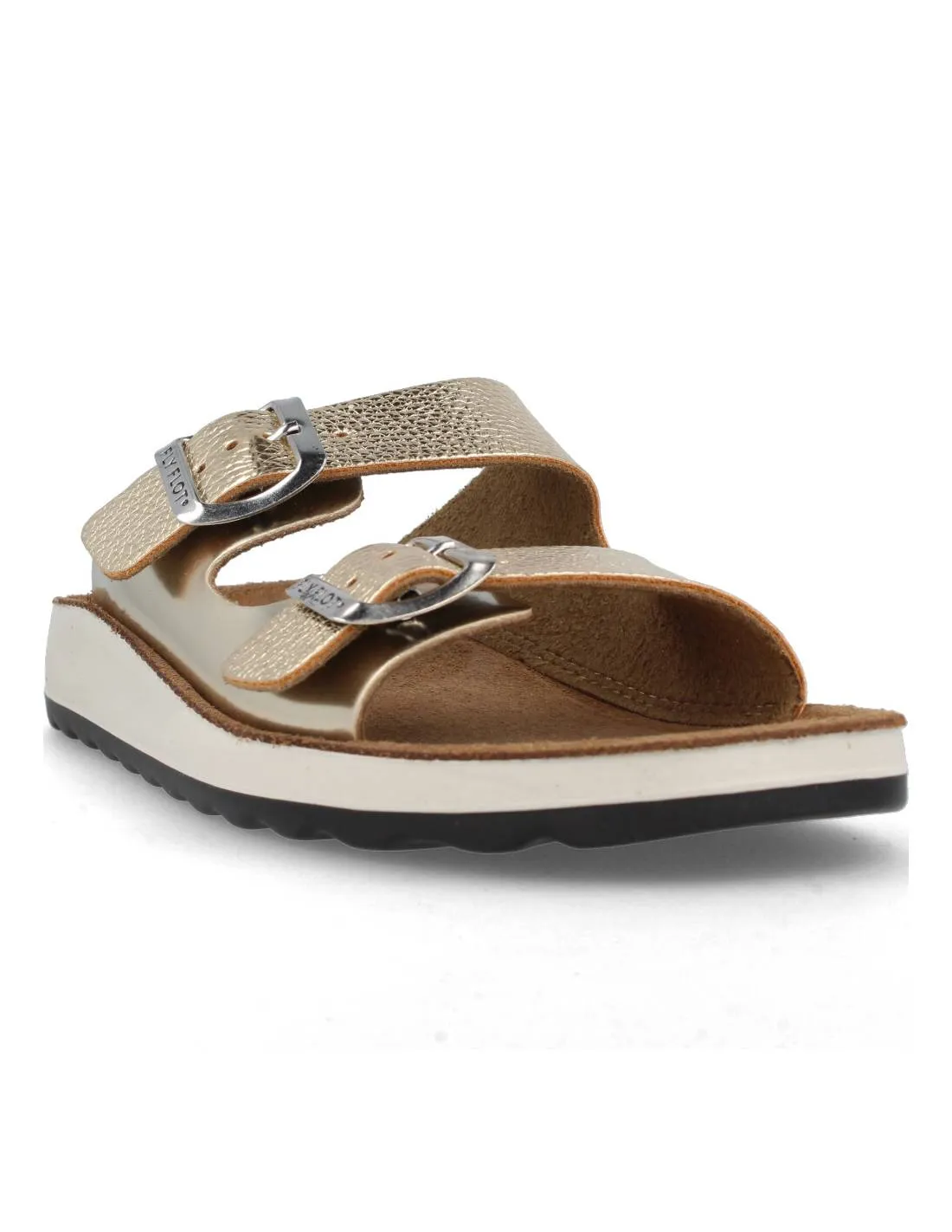 FLY FLOT  SANDALIA DOBLE HEBILLA ORO